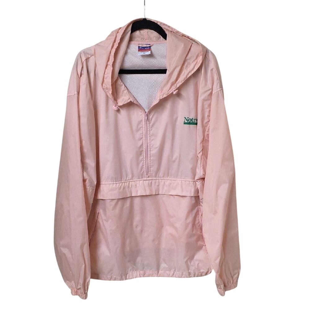 Champion Pink Packable Quarter Zip Pullover Notre Dame Jacket Womens Size XL